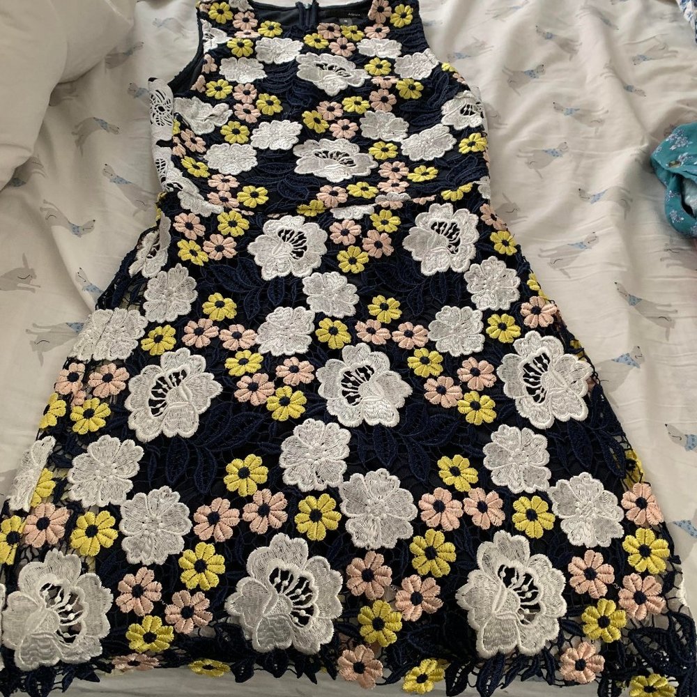 AQUA Floral Embroidered Bodycon Dress